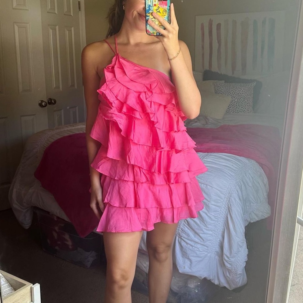 Mable Pink Ruffle Dress